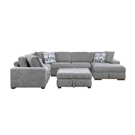 9624GY*52LRC (5)5-Piece Sectional with Right Chaise and Storage Ottoman from Homelegance - Luna Furniture