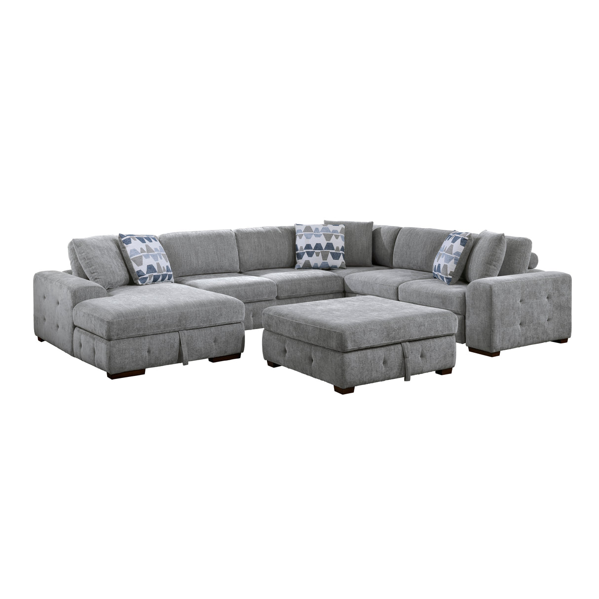 9624GY*5LC2R (5)5-Piece Sectional with Left Chaise and Storage Ottoman from Homelegance - Luna Furniture