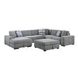 9624GY*5LC2R (5)5-Piece Sectional with Left Chaise and Storage Ottoman from Homelegance - Luna Furniture