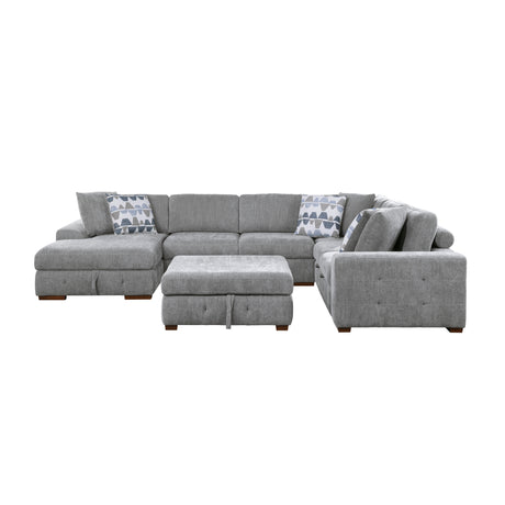9624GY*5LC2R (5)5-Piece Sectional with Left Chaise and Storage Ottoman from Homelegance - Luna Furniture