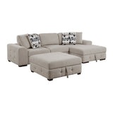 Raife Taupe 3-Piece Sectional with Right Chaise and Ottoman from Homelegance - Luna Furniture