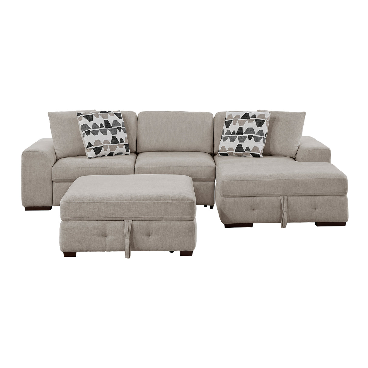 Raife Taupe 3-Piece Sectional with Right Chaise and Ottoman from Homelegance - Luna Furniture