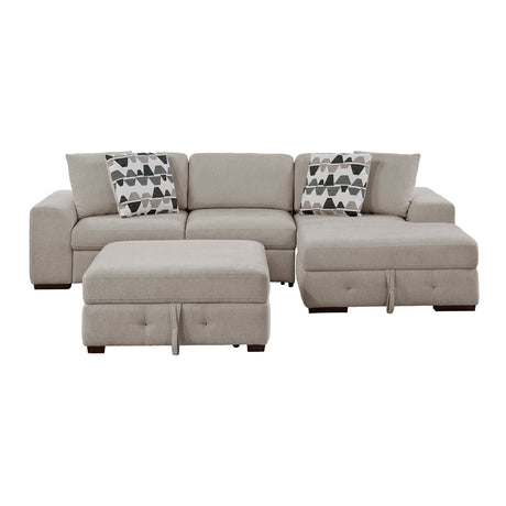 Raife Taupe 3-Piece Sectional with Right Chaise and Ottoman from Homelegance - Luna Furniture