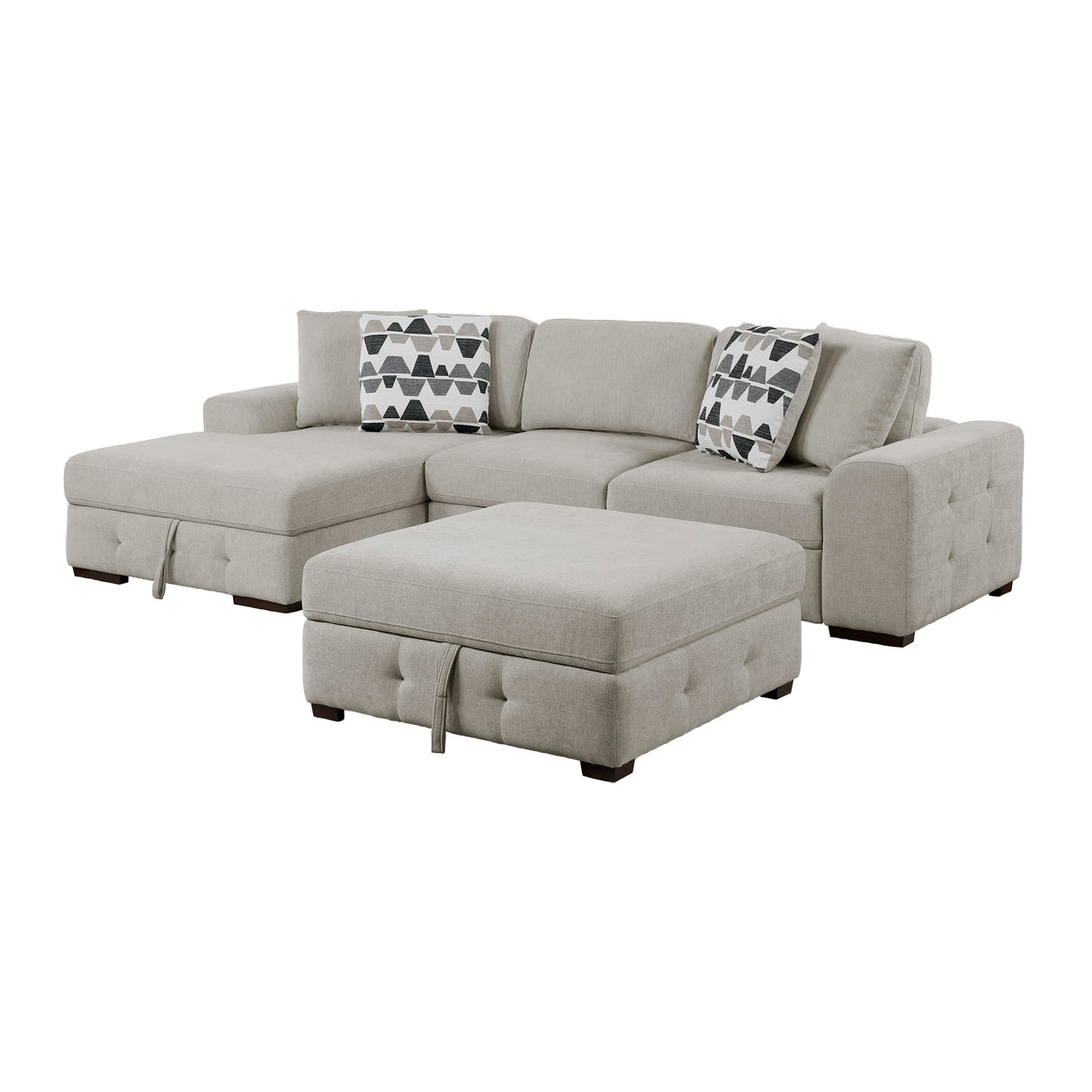 Raife Taupe 3-Piece Sectional with Left Chaise and Ottoman from Homelegance - Luna Furniture