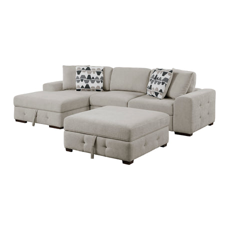 Raife Taupe 3-Piece Sectional with Left Chaise and Ottoman from Homelegance - Luna Furniture