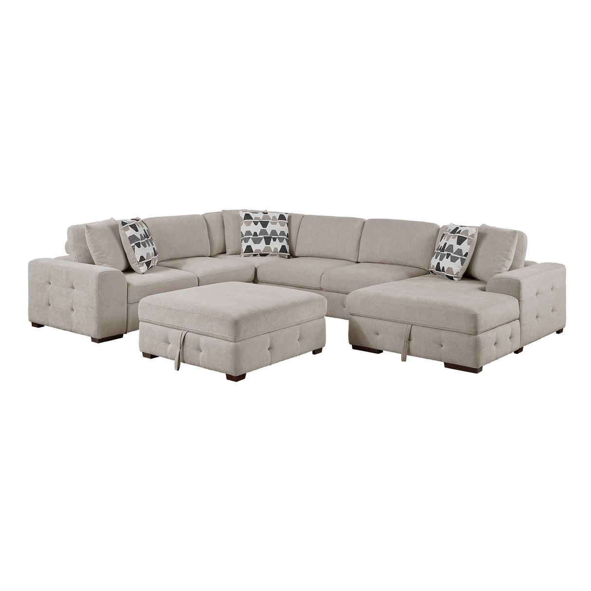 Raife Taupe 5-Piece Sectional with Right Chaise and Ottoman from Homelegance - Luna Furniture