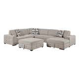 Raife Taupe 5-Piece Sectional with Right Chaise and Ottoman from Homelegance - Luna Furniture