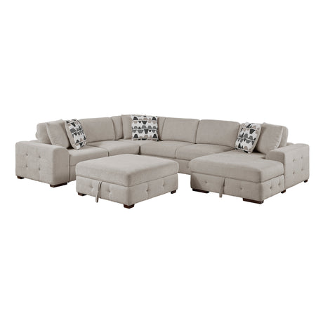 Raife Taupe 5-Piece Sectional with Right Chaise and Ottoman from Homelegance - Luna Furniture