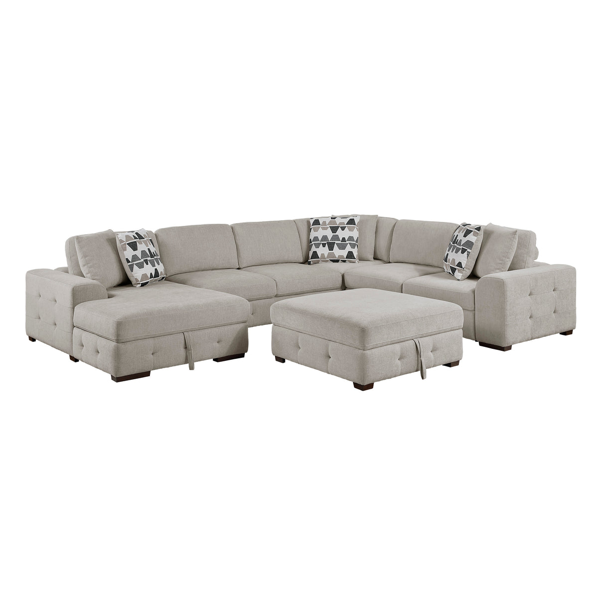 Raife Taupe 5-Piece Sectional with Left Chaise and Ottoman from Homelegance - Luna Furniture