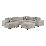 Raife Taupe 5-Piece Sectional with Left Chaise and Ottoman from Homelegance - Luna Furniture
