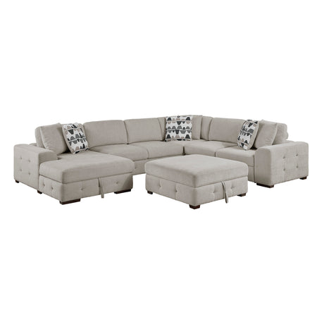 Raife Taupe 5-Piece Sectional with Left Chaise and Ottoman from Homelegance - Luna Furniture
