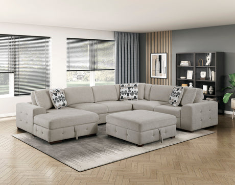 Raife Taupe 5-Piece Sectional with Left Chaise and Ottoman from Homelegance - Luna Furniture