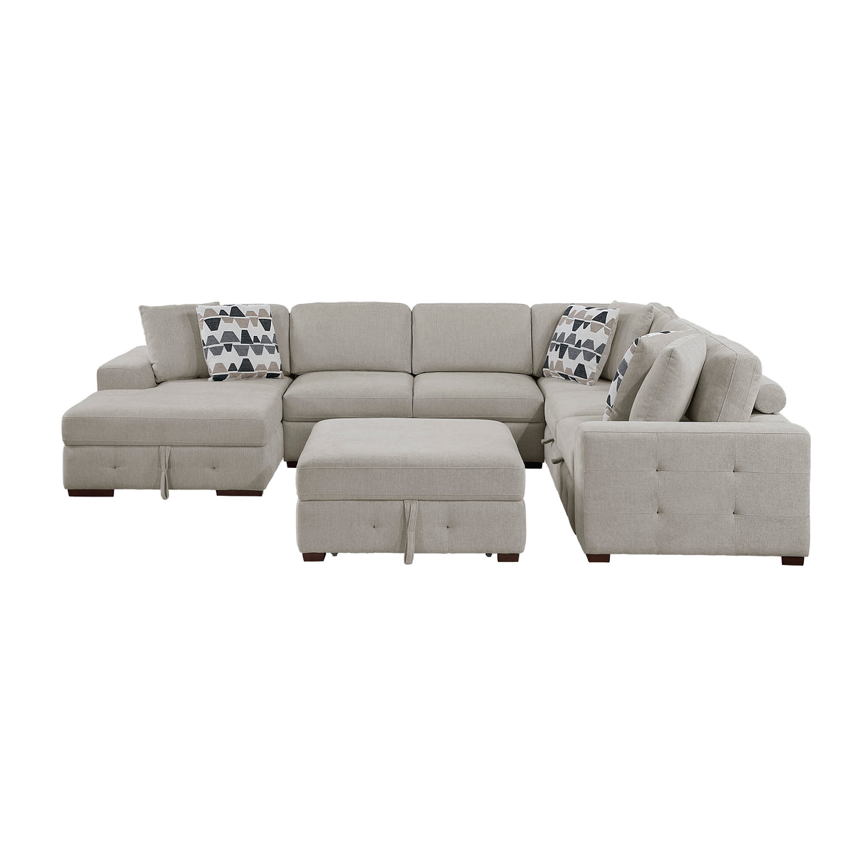 Raife Taupe 5-Piece Sectional with Left Chaise and Ottoman from Homelegance - Luna Furniture