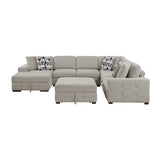 Raife Taupe 5-Piece Sectional with Left Chaise and Ottoman from Homelegance - Luna Furniture