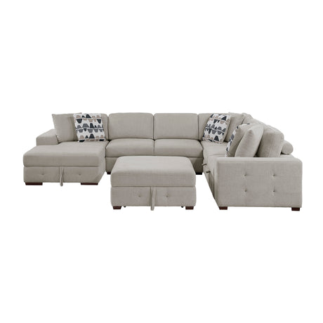 Raife Taupe 5-Piece Sectional with Left Chaise and Ottoman from Homelegance - Luna Furniture