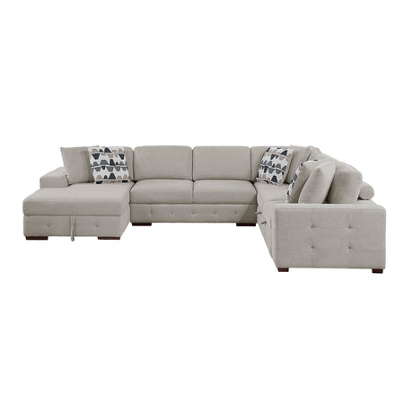 Raife Taupe 5-Piece Sectional with Left Chaise and Ottoman from Homelegance - Luna Furniture