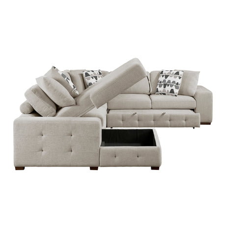 Raife Taupe 5-Piece Sectional with Left Chaise and Ottoman from Homelegance - Luna Furniture
