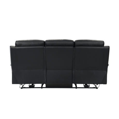 Hancock Black Leather Double Reclining Loveseat from Homelegance - Luna Furniture