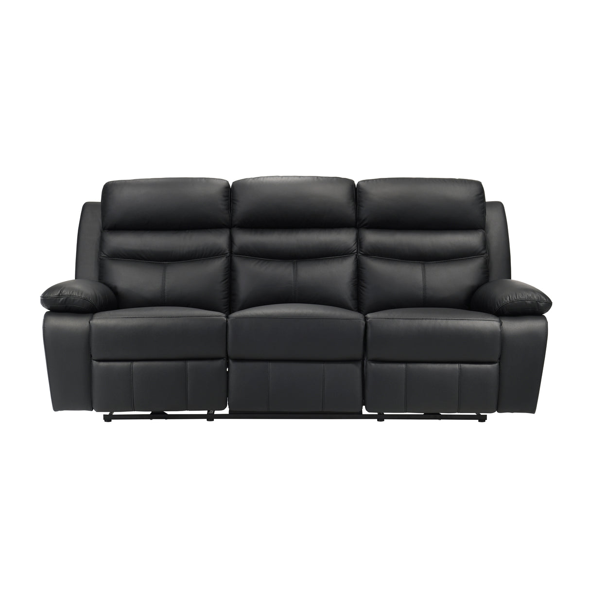 Hancock Black Leather Double Reclining Loveseat from Homelegance - Luna Furniture