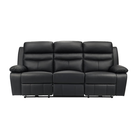 Hancock Black Leather Double Reclining Loveseat from Homelegance - Luna Furniture
