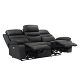 Hancock Black Leather Double Reclining Loveseat from Homelegance - Luna Furniture