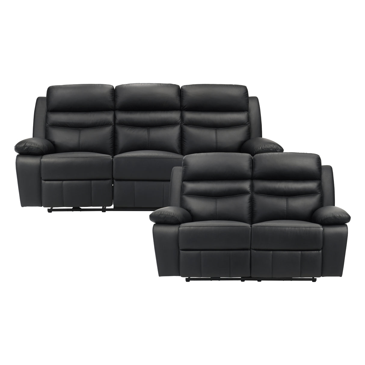 Hancock Black Leather Double Reclining Loveseat from Homelegance - Luna Furniture