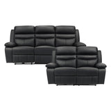 Hancock Black Leather Double Reclining Loveseat from Homelegance - Luna Furniture