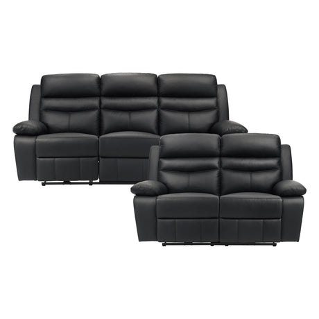 Hancock Black Leather Double Reclining Loveseat from Homelegance - Luna Furniture
