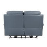 Hancock Blue Leather Double Reclining Sofa from Homelegance - Luna Furniture