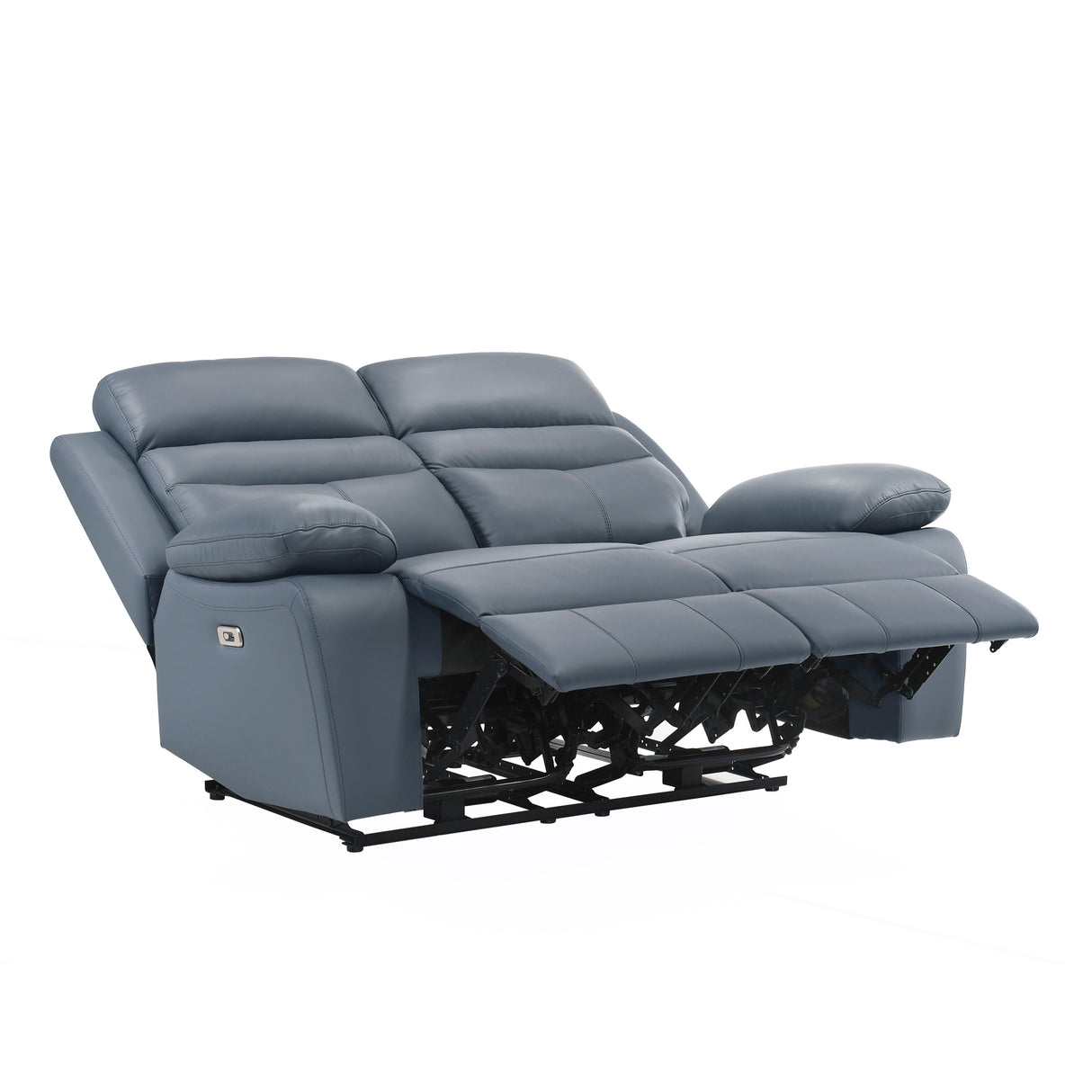Hancock Blue Leather Double Reclining Sofa from Homelegance - Luna Furniture