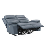 Hancock Blue Leather Double Reclining Sofa from Homelegance - Luna Furniture