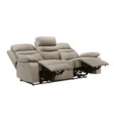 Hancock Latte Leather Power Double Reclining Loveseat from Homelegance - Luna Furniture