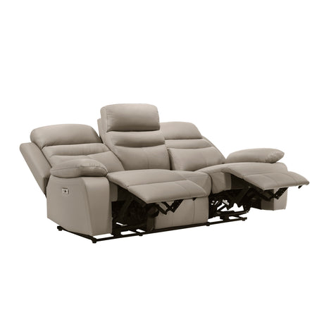 Hancock Latte Leather Power Double Reclining Loveseat from Homelegance - Luna Furniture
