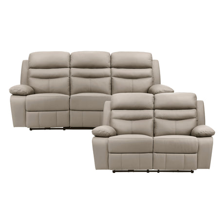 Hancock Latte Leather Double Reclining Sofa from Homelegance - Luna Furniture