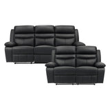 Hancock Black 2-Piece Double Reclining Set from Homelegance - Luna Furniture