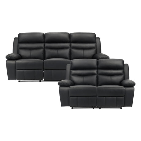 Hancock Black 2-Piece Double Reclining Set from Homelegance - Luna Furniture