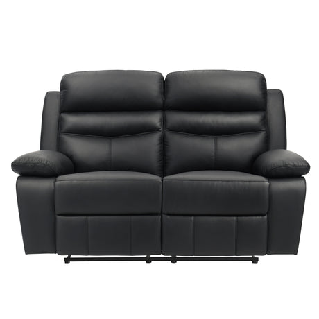Hancock Black Leather Double Reclining Loveseat from Homelegance - Luna Furniture