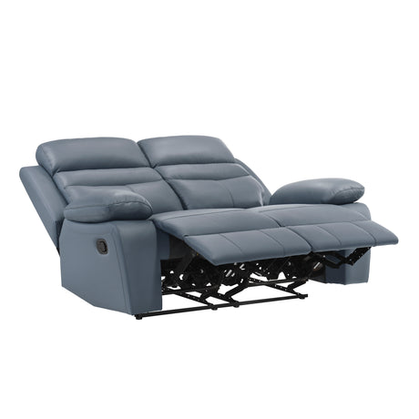 Hancock Blue Leather Double Reclining Living Room Set from Homelegance - Luna Furniture
