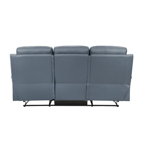 Hancock Blue Leather Double Reclining Sofa from Homelegance - Luna Furniture