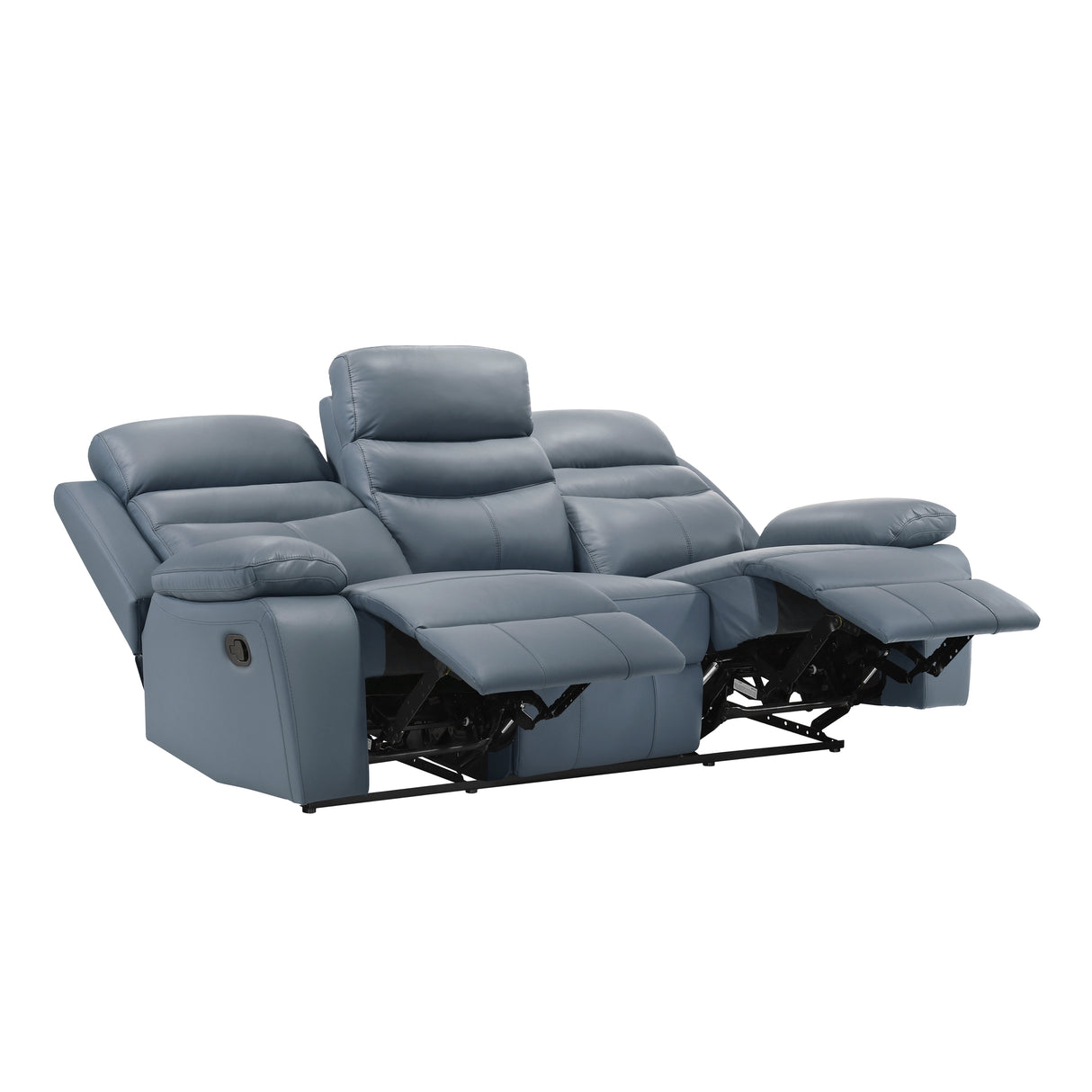 Hancock Blue Leather Double Reclining Sofa from Homelegance - Luna Furniture