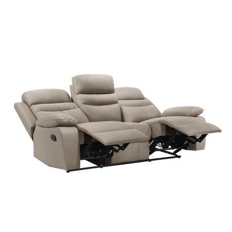 Hancock Latte Leather Double Reclining Sofa from Homelegance - Luna Furniture