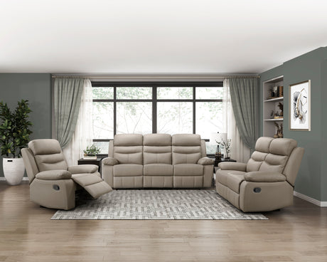 Hancock Latte Leather Double Reclining Sofa from Homelegance - Luna Furniture