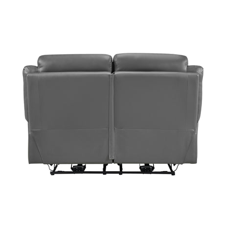 Laconia Dark Gray Leather Power Double Reclining Sofa from Homelegance - Luna Furniture