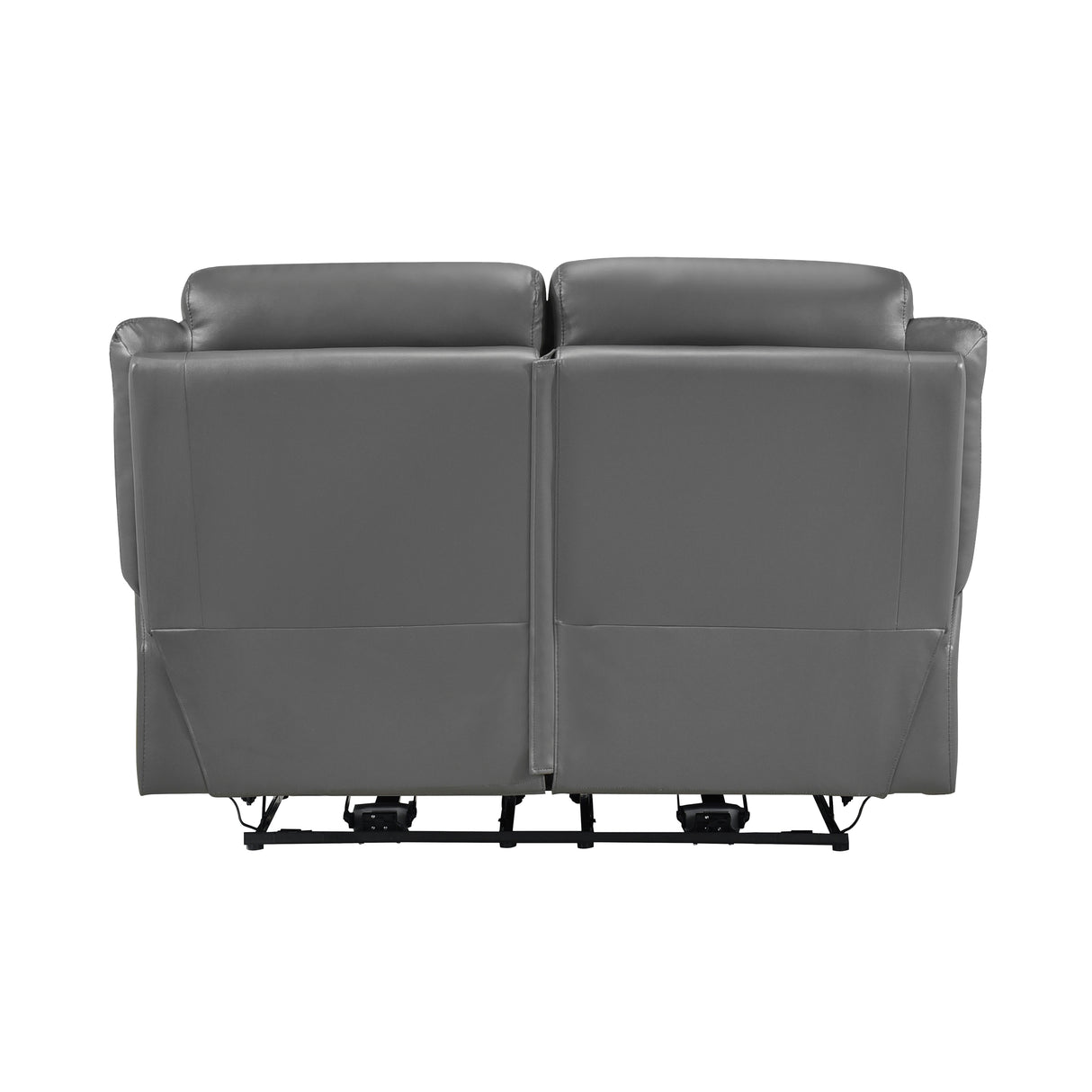 Laconia Dark Gray Leather Double Reclining Sofa from Homelegance - Luna Furniture