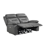 Laconia Dark Gray Leather Double Reclining Sofa from Homelegance - Luna Furniture