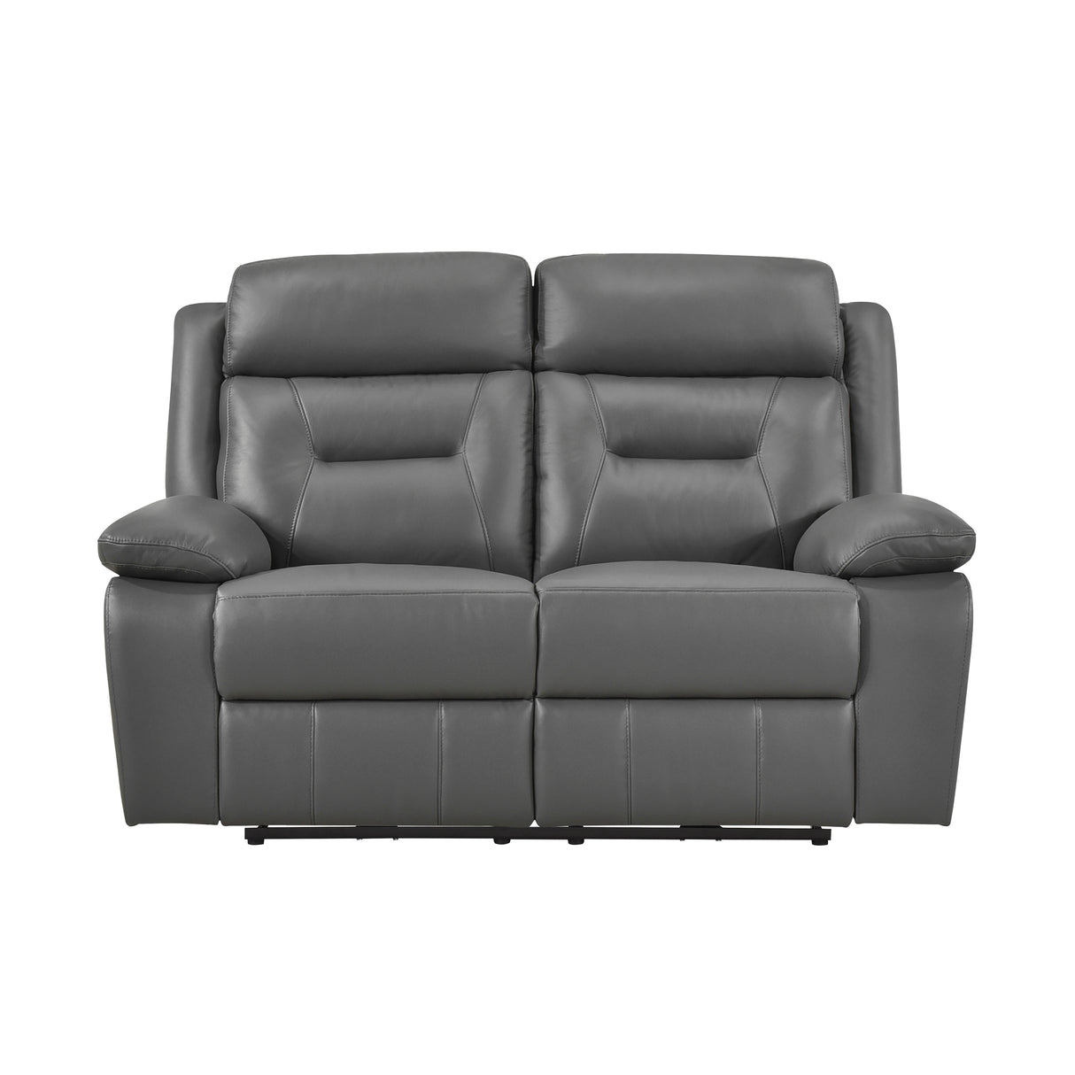 Laconia Dark Gray Leather Power Double Reclining Sofa from Homelegance - Luna Furniture