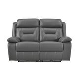 Laconia Dark Gray Leather Power Double Reclining Sofa from Homelegance - Luna Furniture