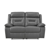 Hancock Blue Leather Double Reclining Loveseat from Homelegance - Luna Furniture
