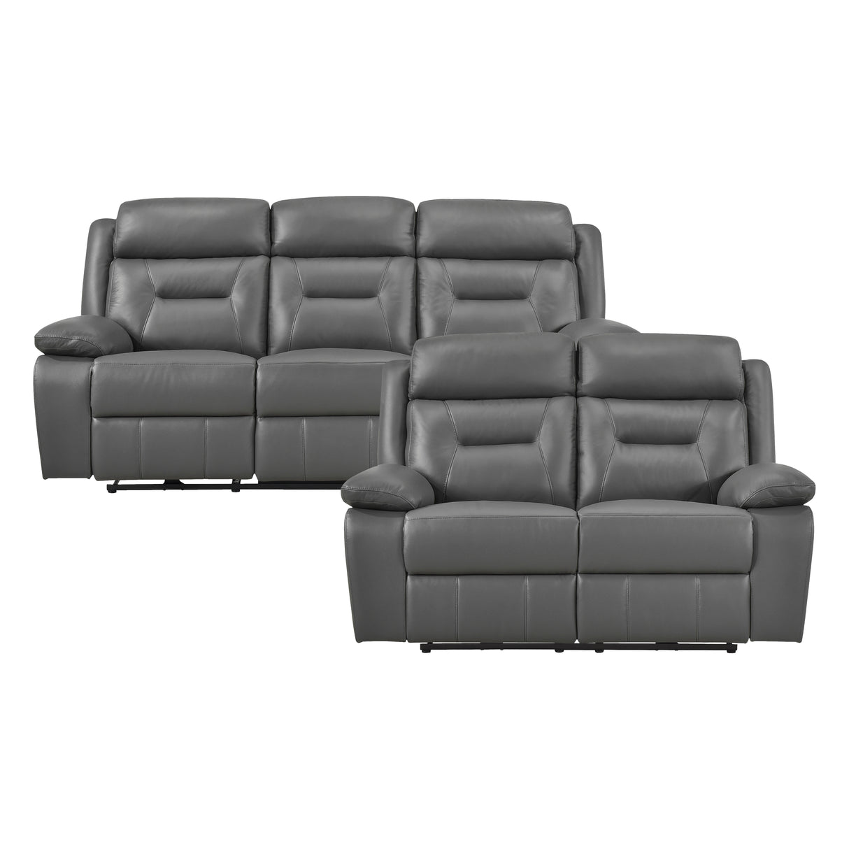 Laconia Dark Gray Leather Power Double Reclining Sofa from Homelegance - Luna Furniture