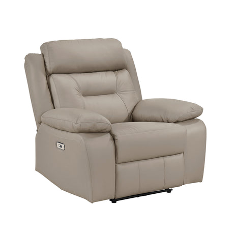Laconia Dark Gray Leather Double Reclining Sofa from Homelegance - Luna Furniture